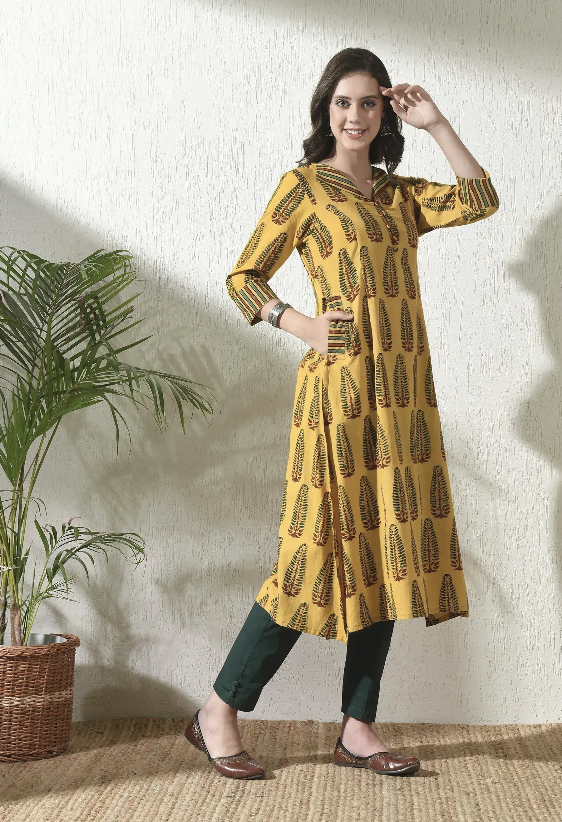Haldi Buta Bagru Kurta